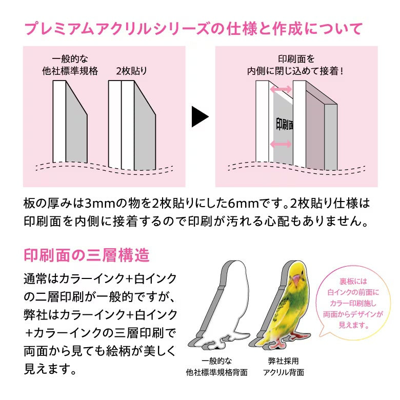 プレミアムアクリルメモリアル PAR-1 アクリル構造説明