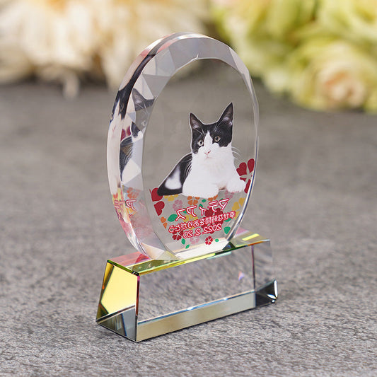 猫のクリスタル位牌 KP-32のカラー加工制作例