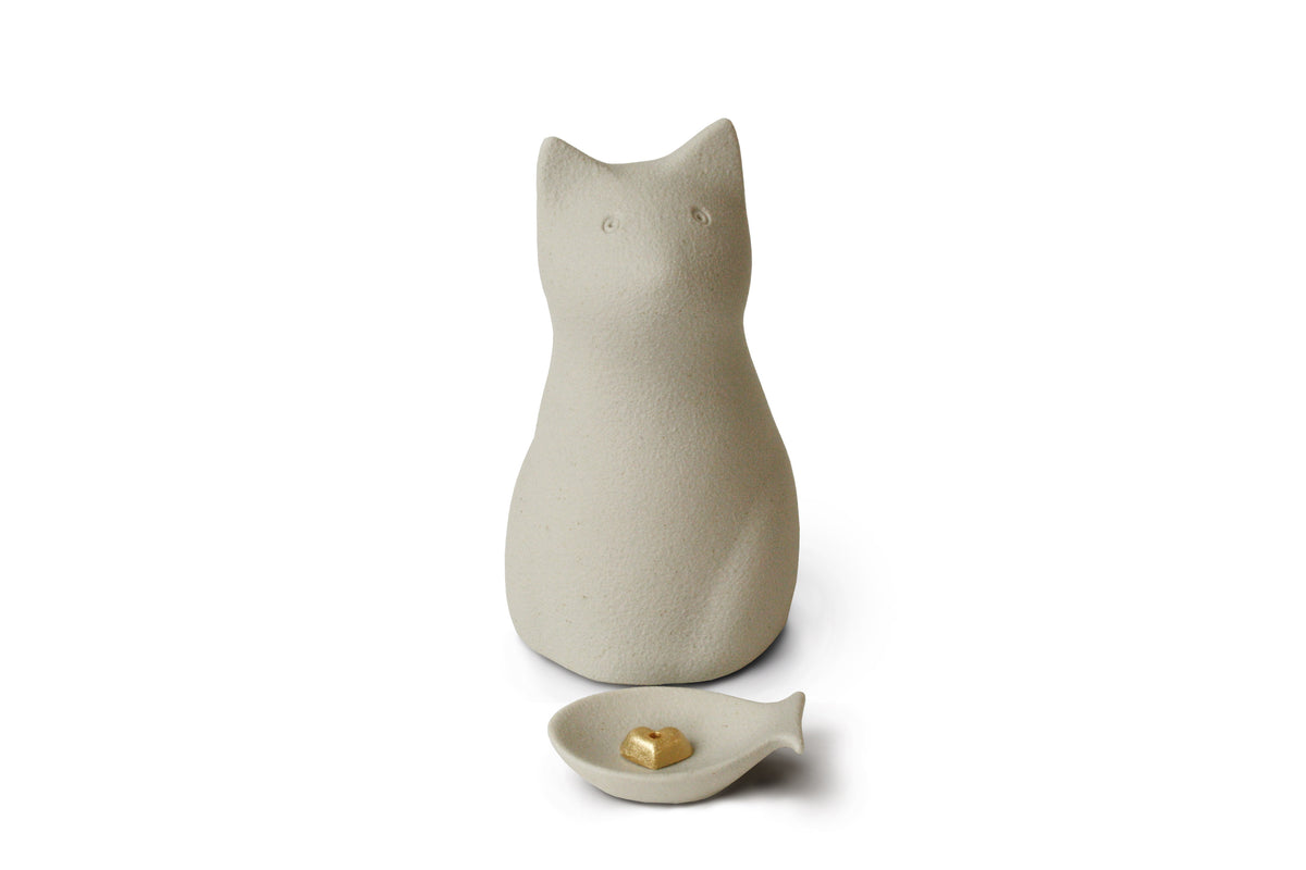 Coccolino ミーチョA グレー　本体と香皿（首輪・チャームは撮影上外しています）
