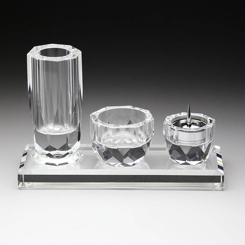 花立・香炉・燭台のクリスタル三具足セット GP-4