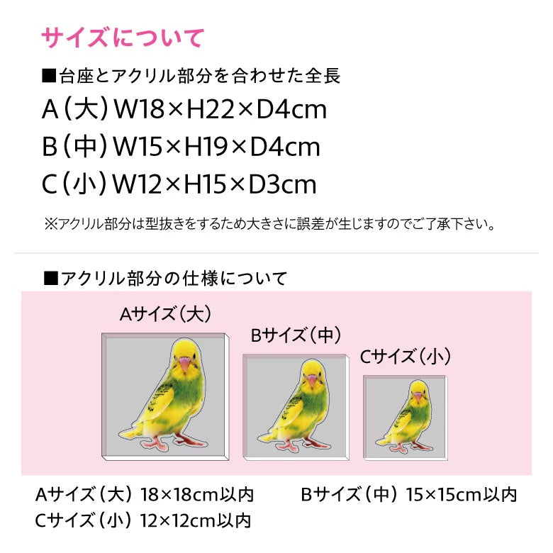 プレミアムアクリルメモリアル PAR-1 サイズ説明